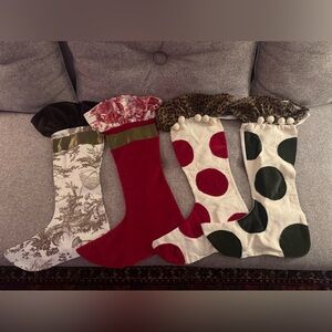 One Of A Kind! SET Of 4 Vintage Festive Hand Made Christmas Stockings